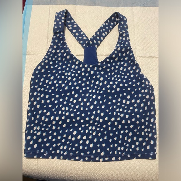 Kyodan Tops - Kyodan Blue and White Polka Dot Crop Top